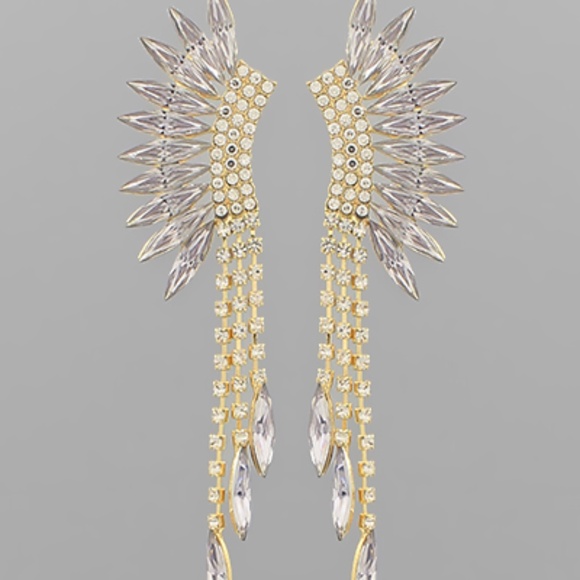Fleurish Jewelry Jewelry - Marquise & Crystal Wing Drop Earrings